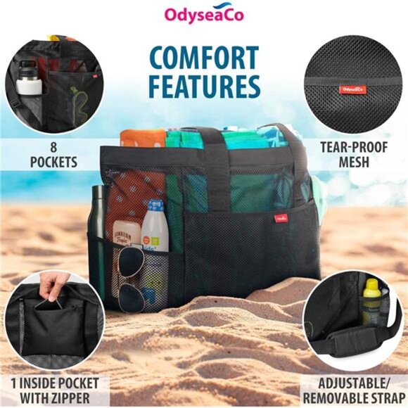 Large Mesh Beach Bag - Beach Tote - Beach Bags Waterproof Sandproof - Beach Bag - Picture 11 of 16